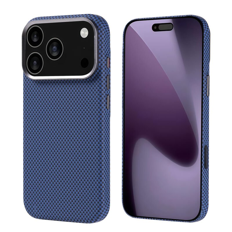 iPhone 17 Pro Kılıf M-safe Şarj Özellikli Karbon Fiber Görünümlü Zore Nekst Kılıf Lacivert