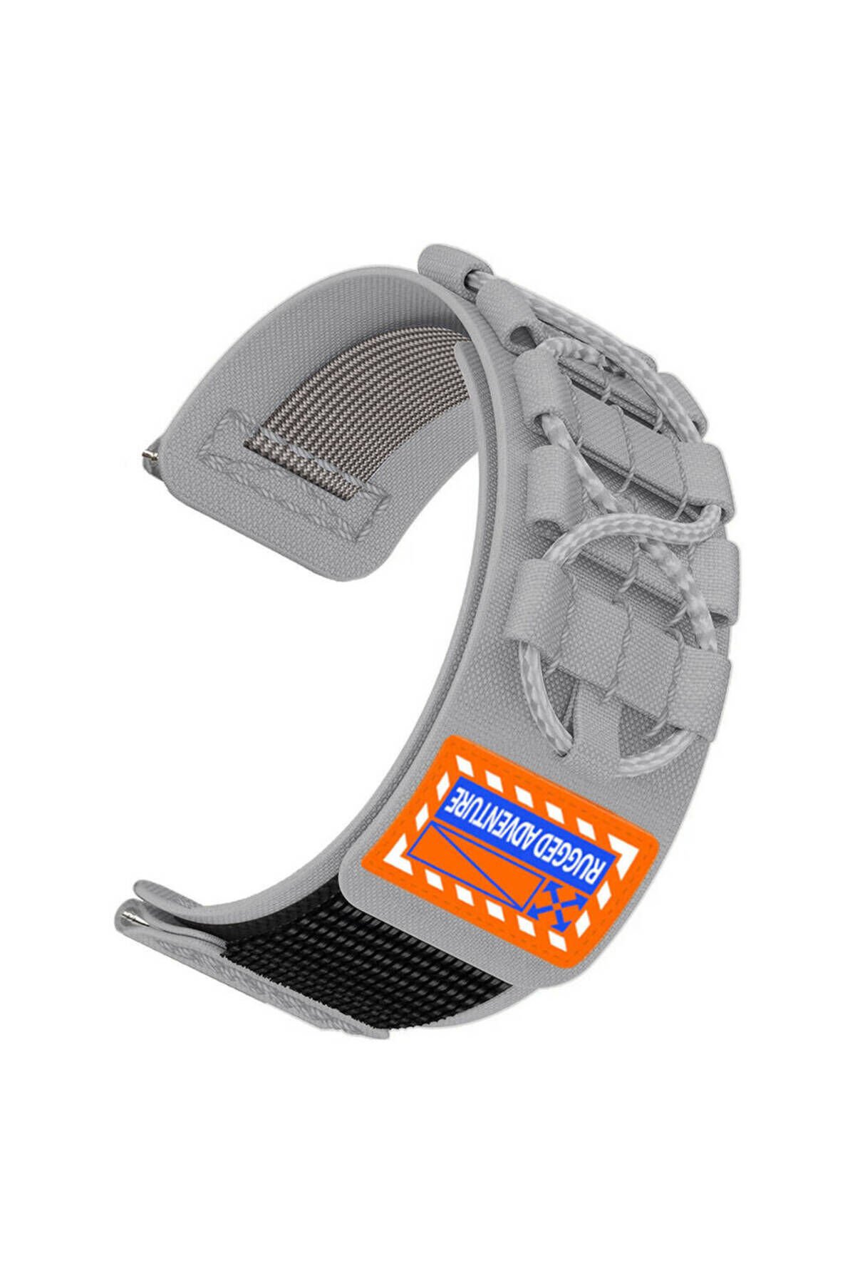 Huawei GT2 42mm BSAY KRD-112 20mm Orbital Örgülü Halat Tasarımlı Naylon Kumaş Hasır Kordon-Turuncu Gri