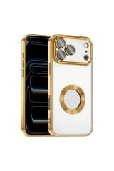iPhone 17 Pro Max Kılıf Kamera Korumalı Logo Gösteren Zore Omega Kapak - Turuncu Altın