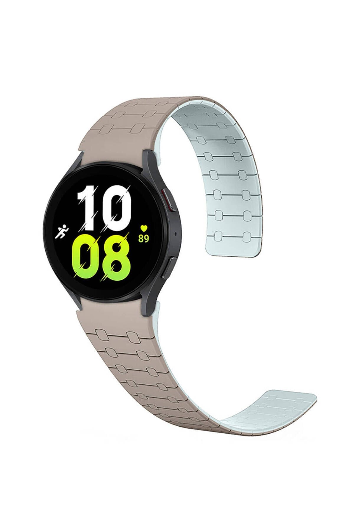 Galaxy Watch 5 40mm BSAY KRD-111 20mm Çizgili Desenli Silikon Kordon-Haki Haki