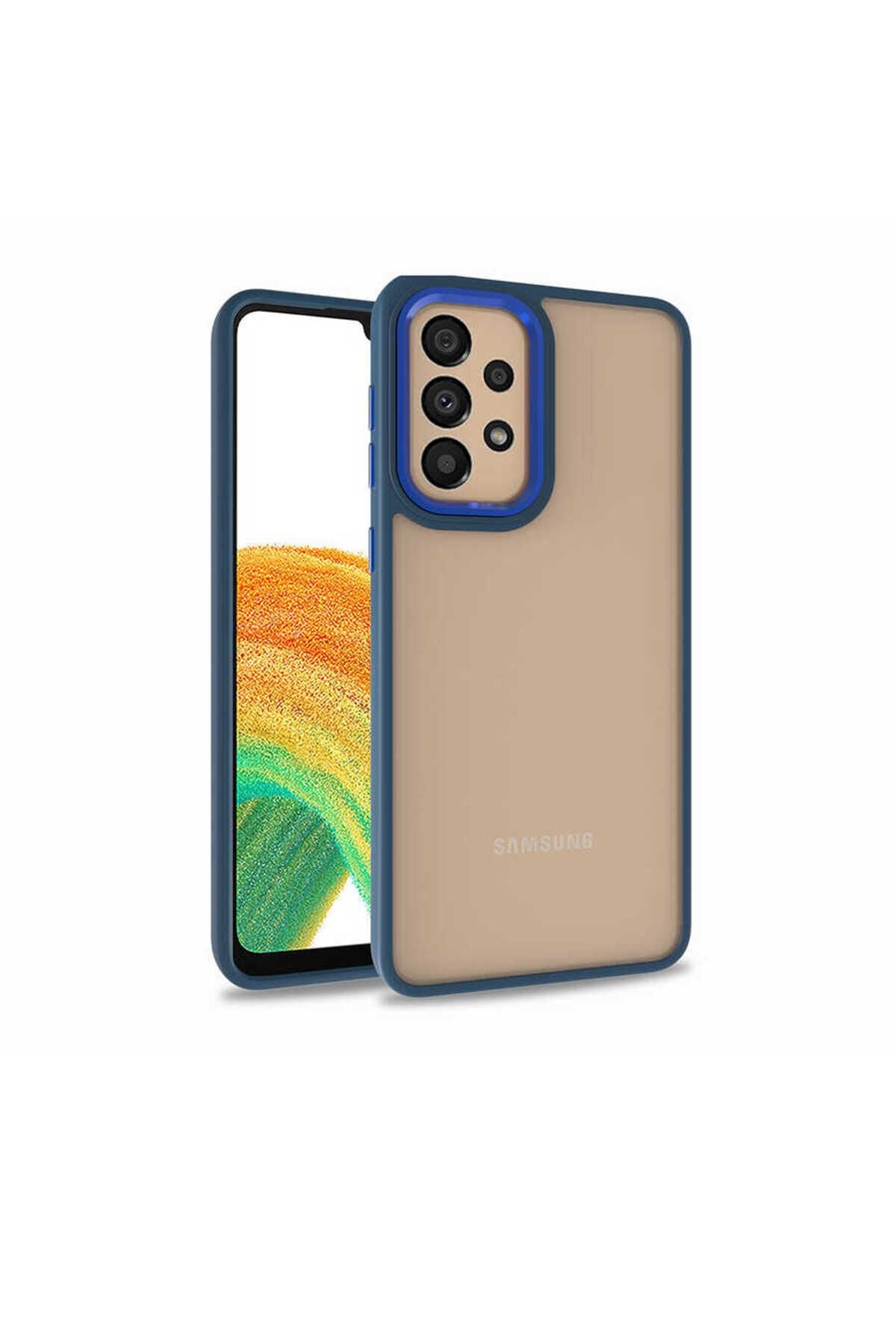 Galaxy A52 Kılıf BSAY Flora Kapak - Rose Gold Mavi