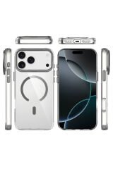iPhone 17 Pro Max Kılıf M-safe Şarj Özellikli Airbagli Kamera Standlı Zore Azor Kapak Lacivert