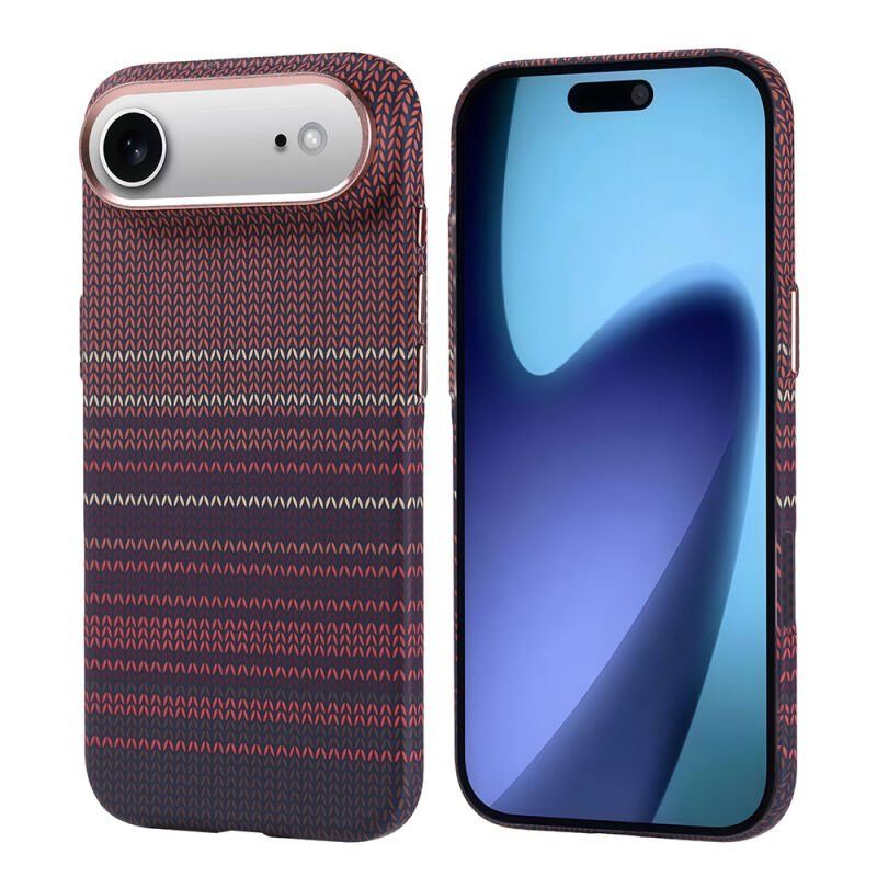 iPhone 17 Air Kılıf M-safe Şarj Özellikli Karbon Fiber Görünümlü Zore Nekst Kılıf Kırmızı