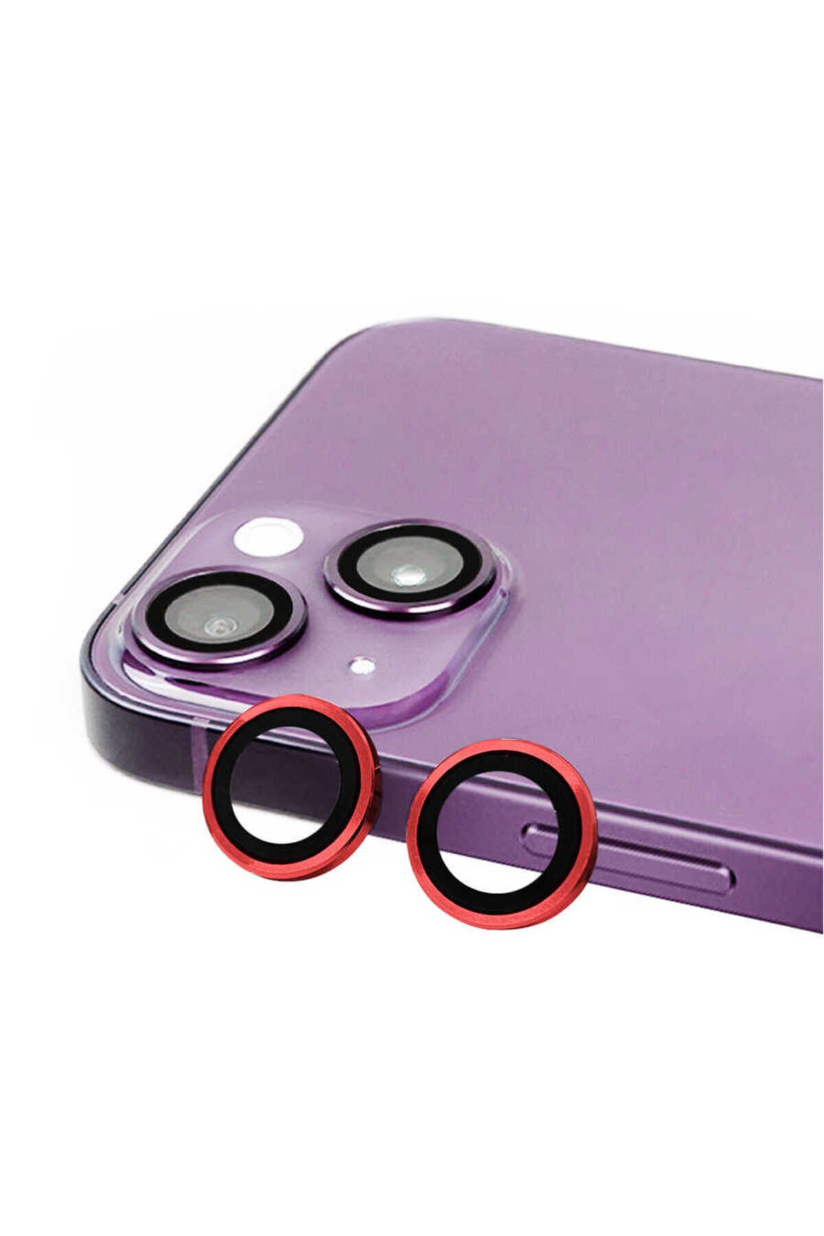 iPhone 14 Plus Uyumlu BSAY CL-07 Kamera Koruyucu-Kırmızı Kırmızı