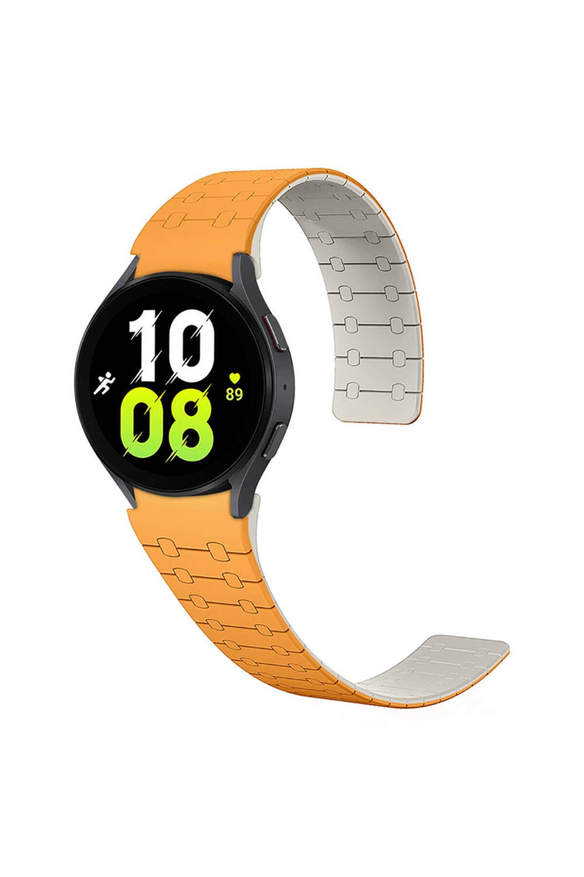 Galaxy Watch 5 40mm BSAY KRD-111 20mm Çizgili Desenli Silikon Kordon-Haki Turuncu