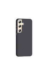 Galaxy S24 Plus Kılıf M-safe Şarj Özellikli Karbon Fiber Görünümlü BSAY Gros Kapak - Desert Titanyum