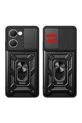 Vivo Y18 Kılıf Magnetik Standlı Kamera Korumalı Sürgülü Vega Kapak - Siyah Siyah