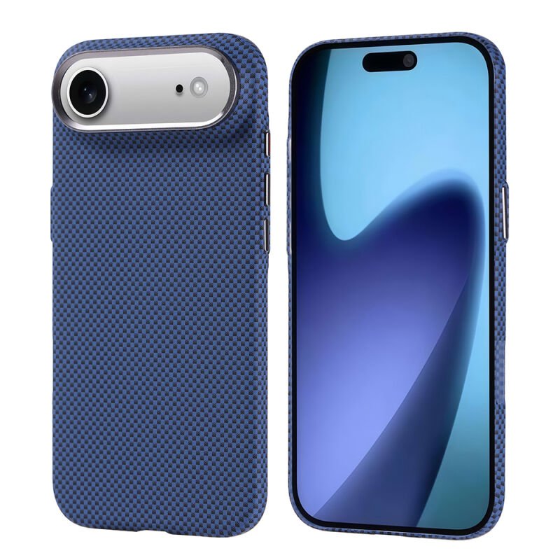iPhone 17 Air Kılıf M-safe Şarj Özellikli Karbon Fiber Görünümlü Zore Nekst Kılıf Lacivert