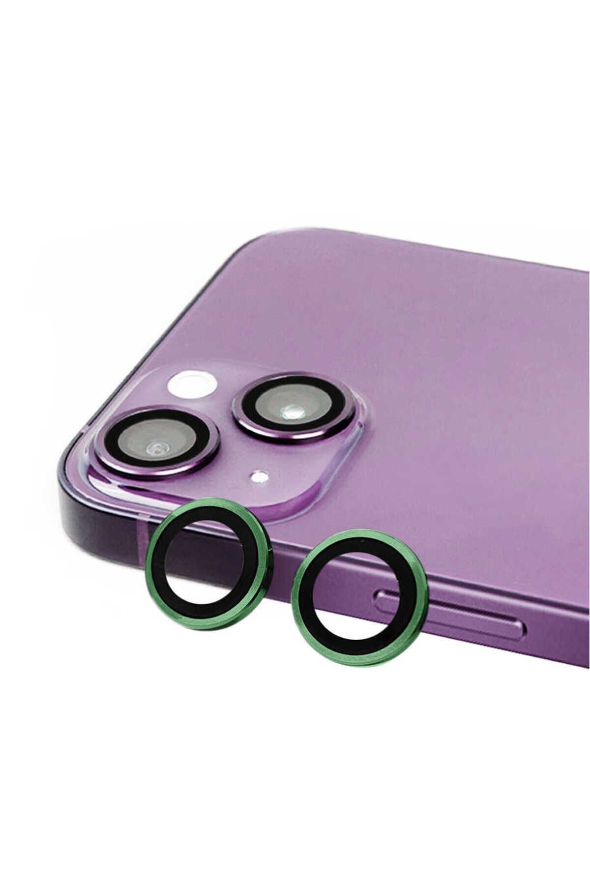 iPhone 14 Plus Uyumlu BSAY CL-07 Kamera Koruyucu-Kırmızı Koyu Yeşil