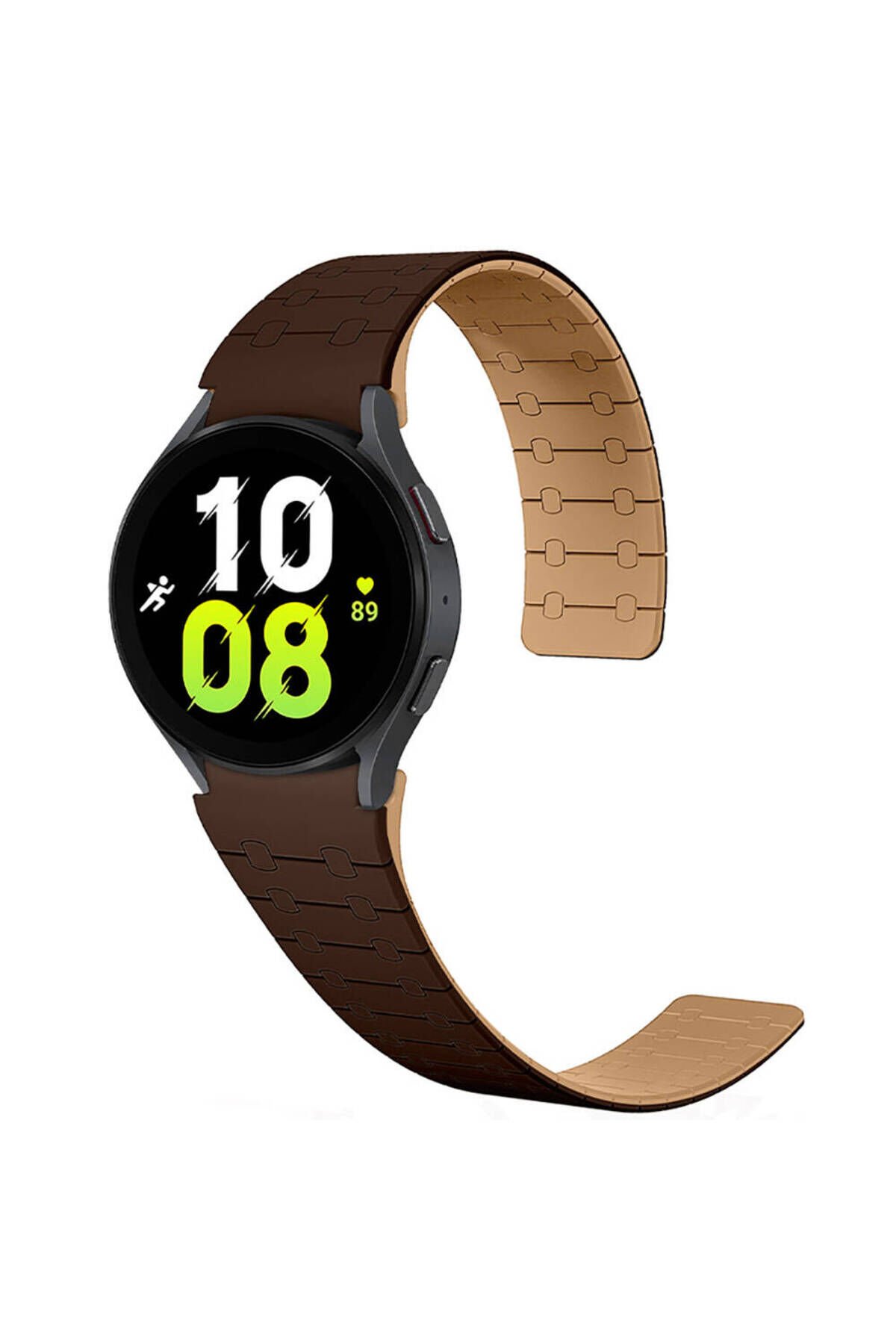 Galaxy Watch 5 Pro 45mm BSAY KRD-111 20mm Çizgili Desenli Silikon Kordon-Kahverengi Kahverengi