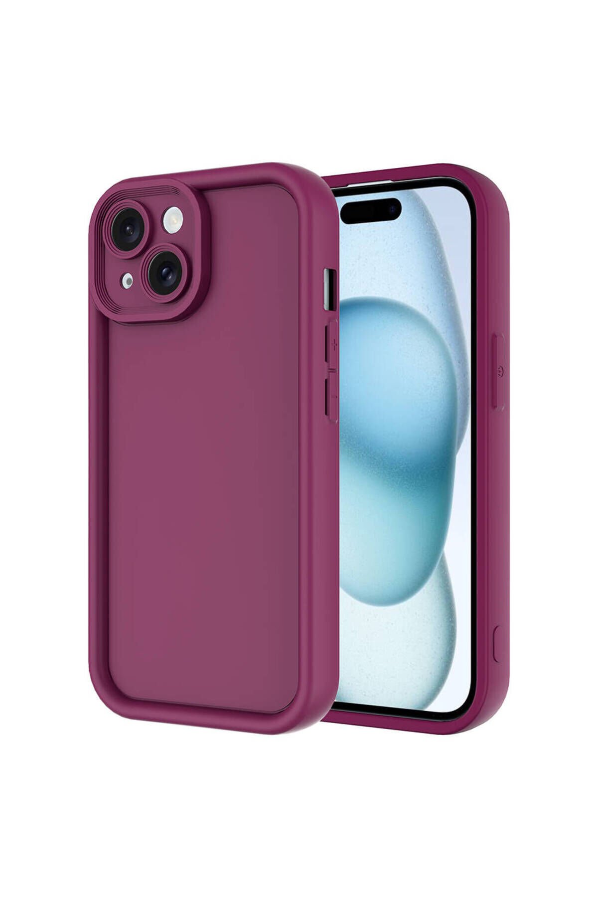 iPhone 14 Kılıf Kamera Korumalı BSAY Ananas Kapak - Siyah Mürdüm
