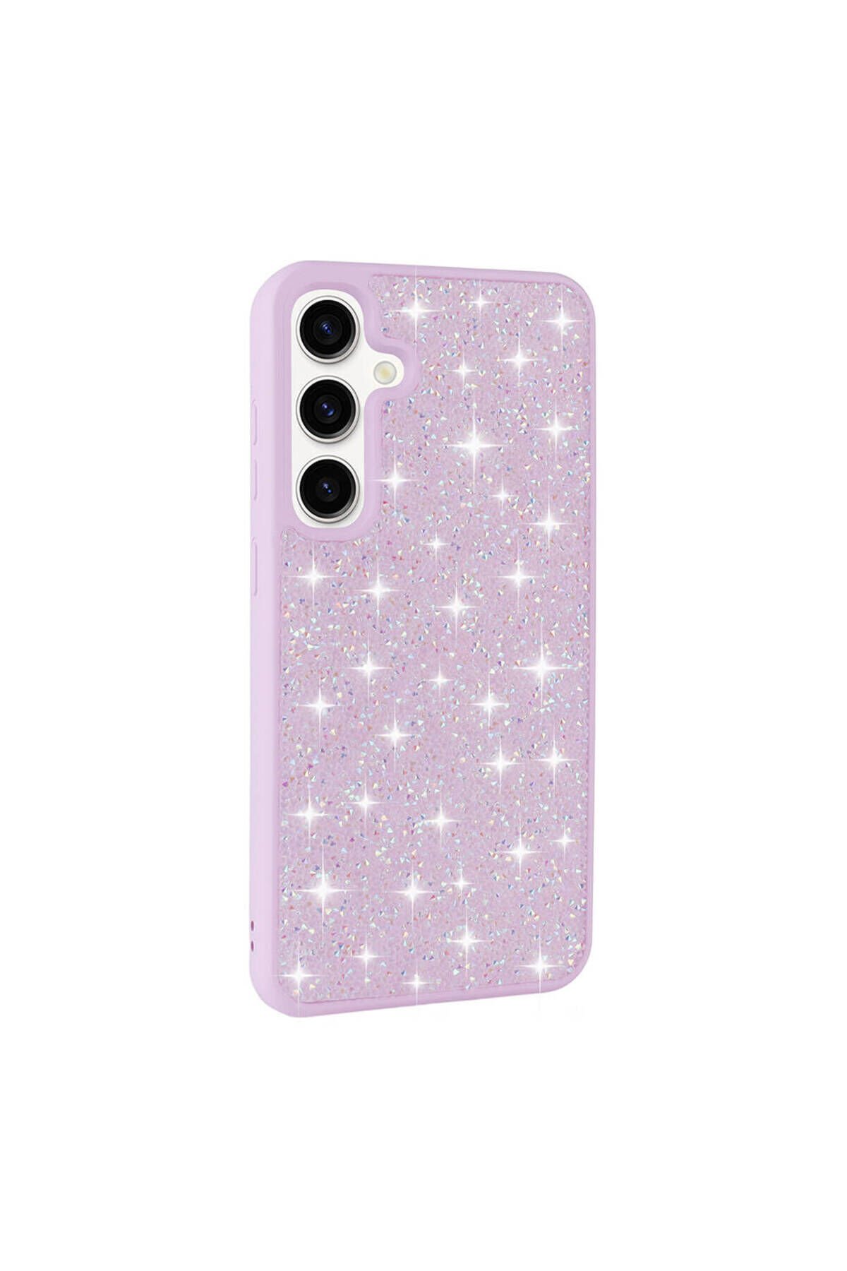 Galaxy S24 Uyumlu Parlak Taşlı Tasarım Pırlanta BSAY Kılıf-Pembe Lila