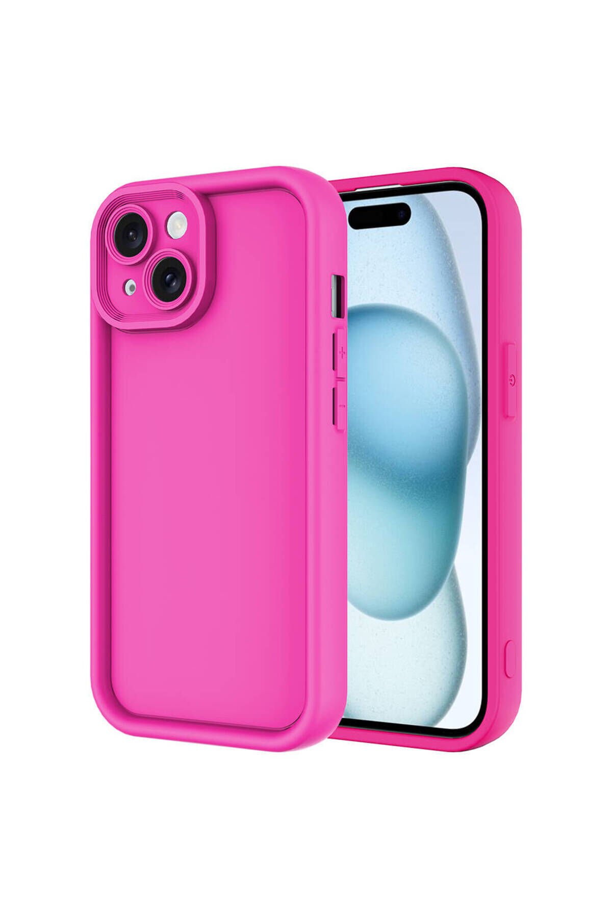 iPhone 14 Kılıf Kamera Korumalı BSAY Ananas Kapak - Siyah Pembe Koyu