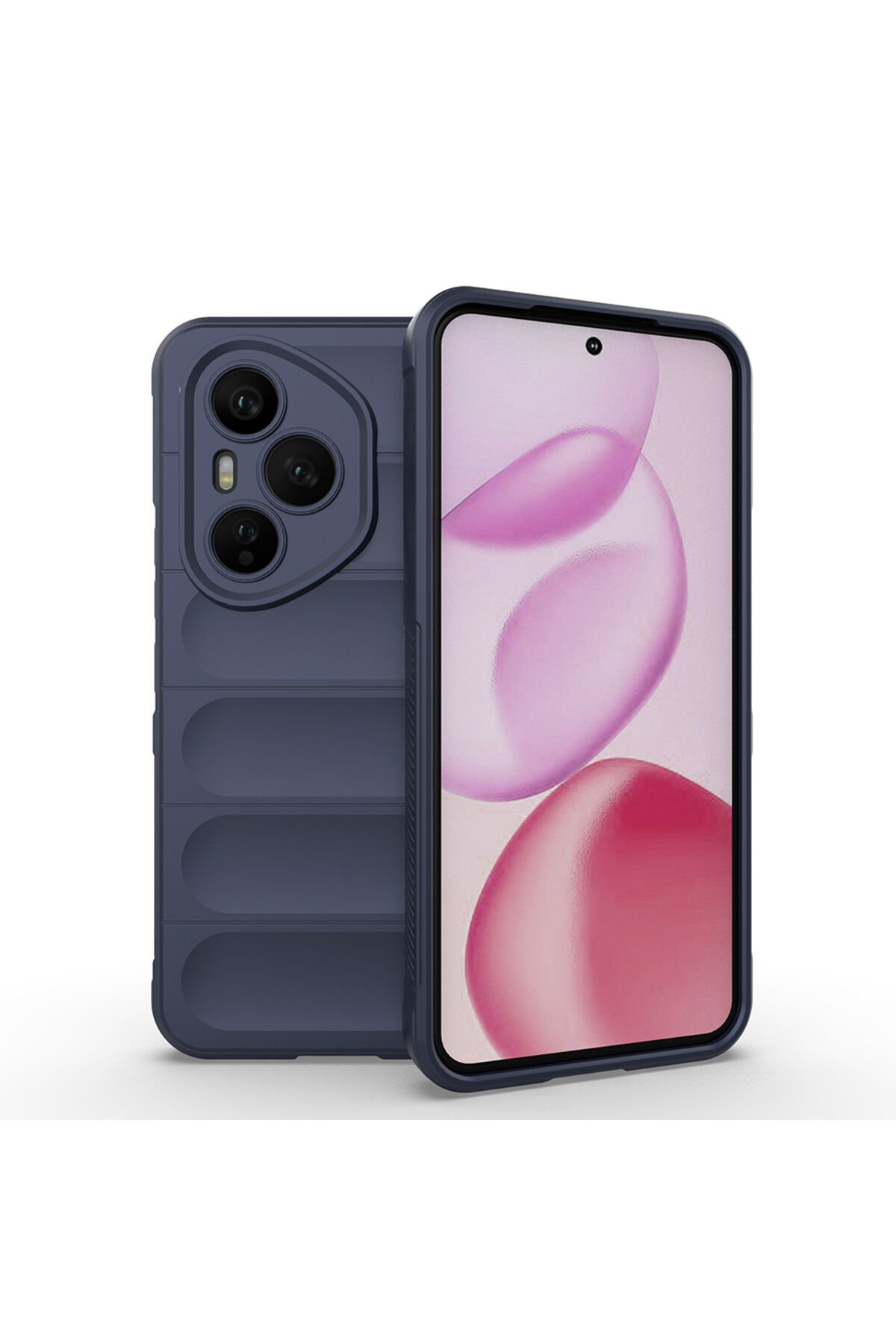 Honor 400 Pro Kılıf Esnek TPU Oyuklu Arka Yüzey Tasarımlı BSAY Etnik Silikon Kapak - Lacivert Lacivert
