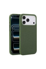 iPhone 17 Pro Max Kılıf M-Safe Şarj Özellikli Kumaş Tasarımlı Zore Miami Sert PC Kapak - Yeşil Yeşil