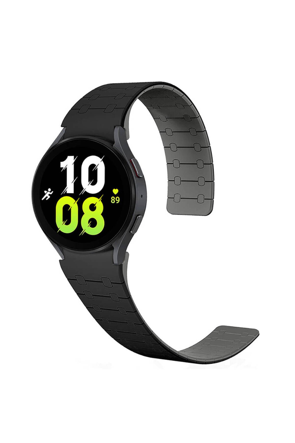 Galaxy Watch 6 40mm BSAY KRD-111 20mm Çizgili Desenli Silikon Kordon-Siyah Siyah