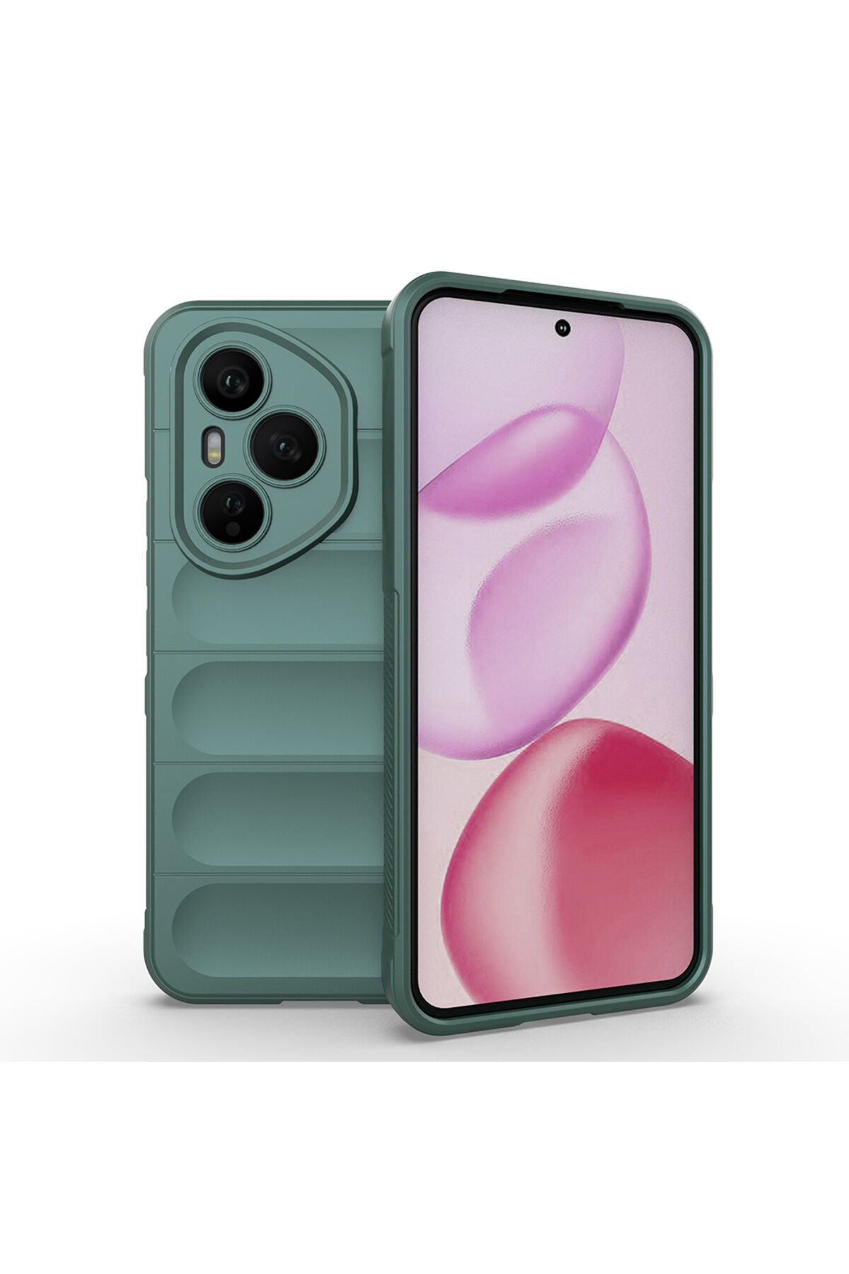 Honor 400 Pro Kılıf Esnek TPU Oyuklu Arka Yüzey Tasarımlı BSAY Etnik Silikon Kapak - Lacivert Koyu Yeşil