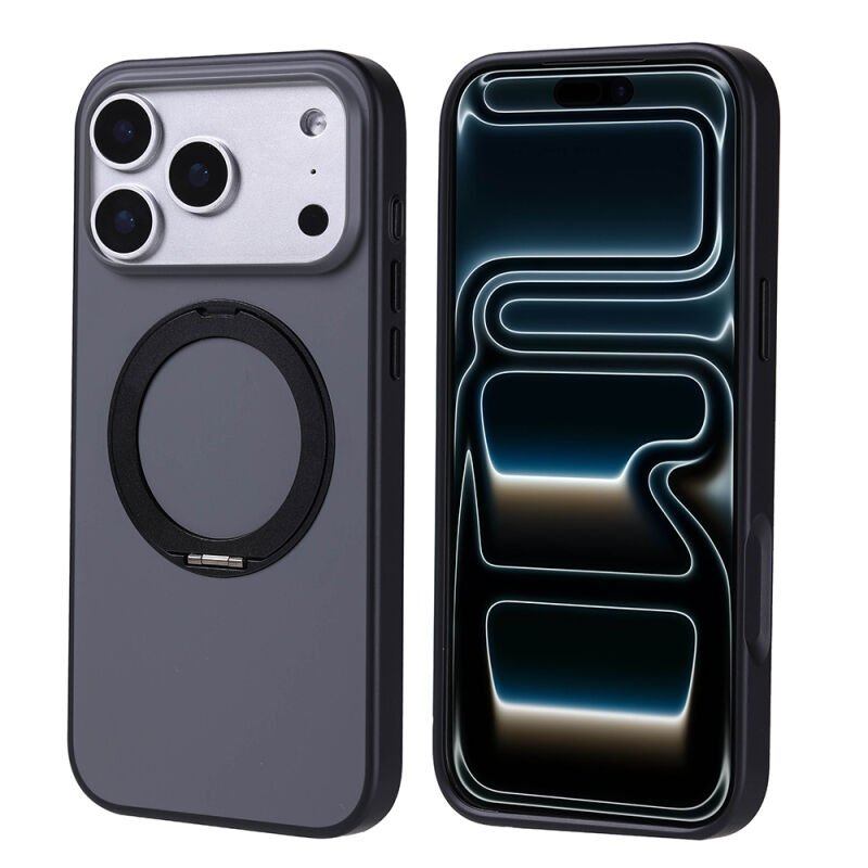 iPhone 17 Pro Max Kılıf M-Safe Şarj Özellikli Standlı Zore Proton Silikon Kılıf Siyah