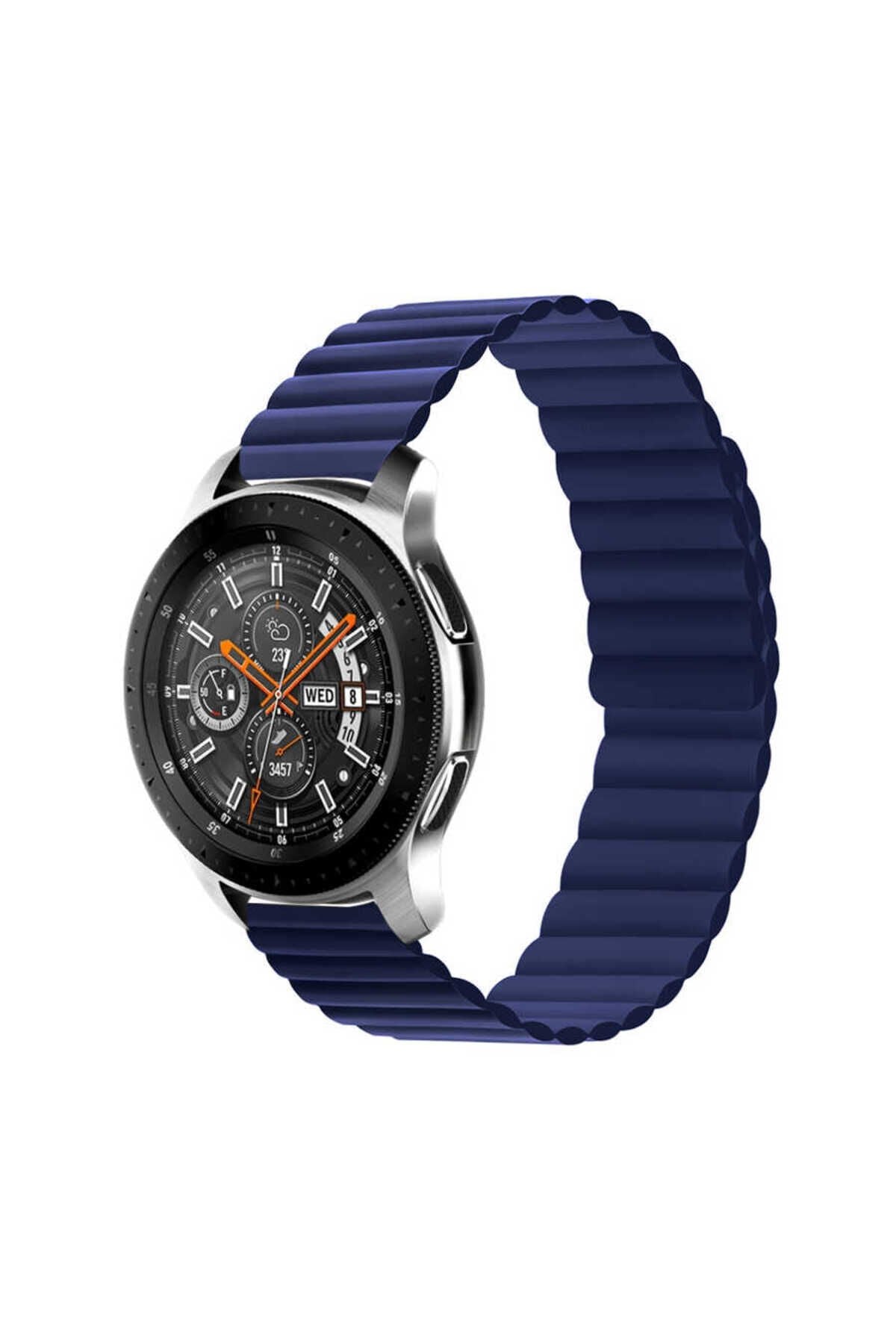 Galaxy Watch 46mm Uyumlu KRD-52 BSAY Kordon-Siyah-Kırmızı Lacivert