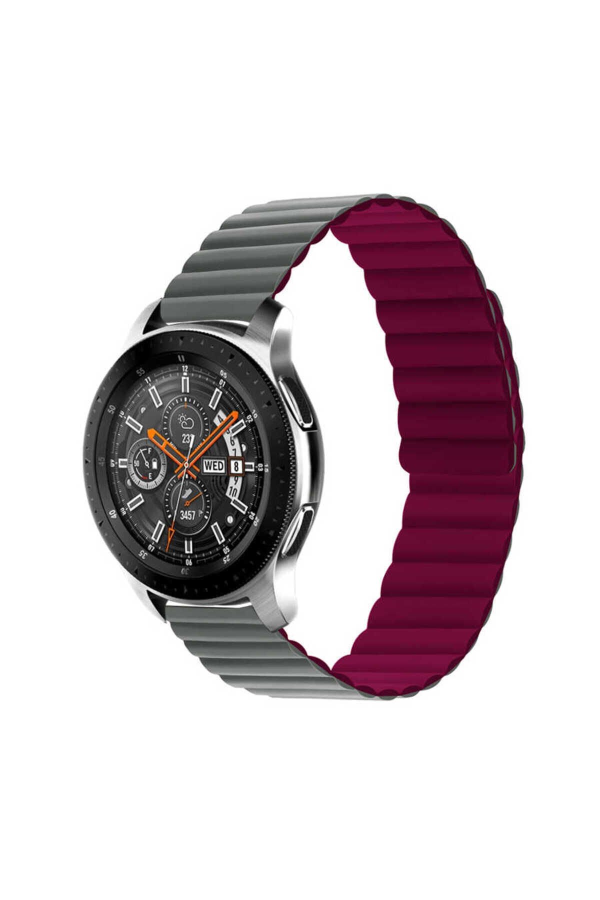 Galaxy Watch 46mm Uyumlu KRD-52 BSAY Kordon-Siyah-Kırmızı Lacivert