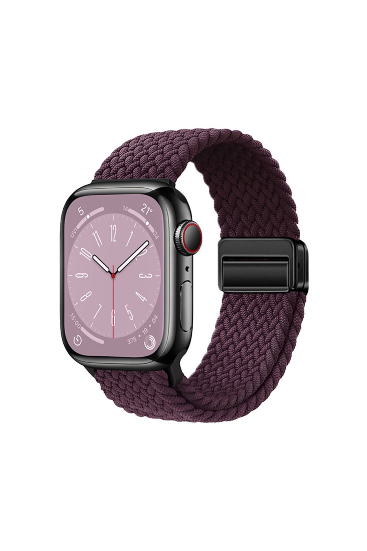 Watch 7 41mm FRM KRD-134 Örgü Tasarımlı Hasır Kordon Strap Kayış - Koyu Mor Koyu Mor