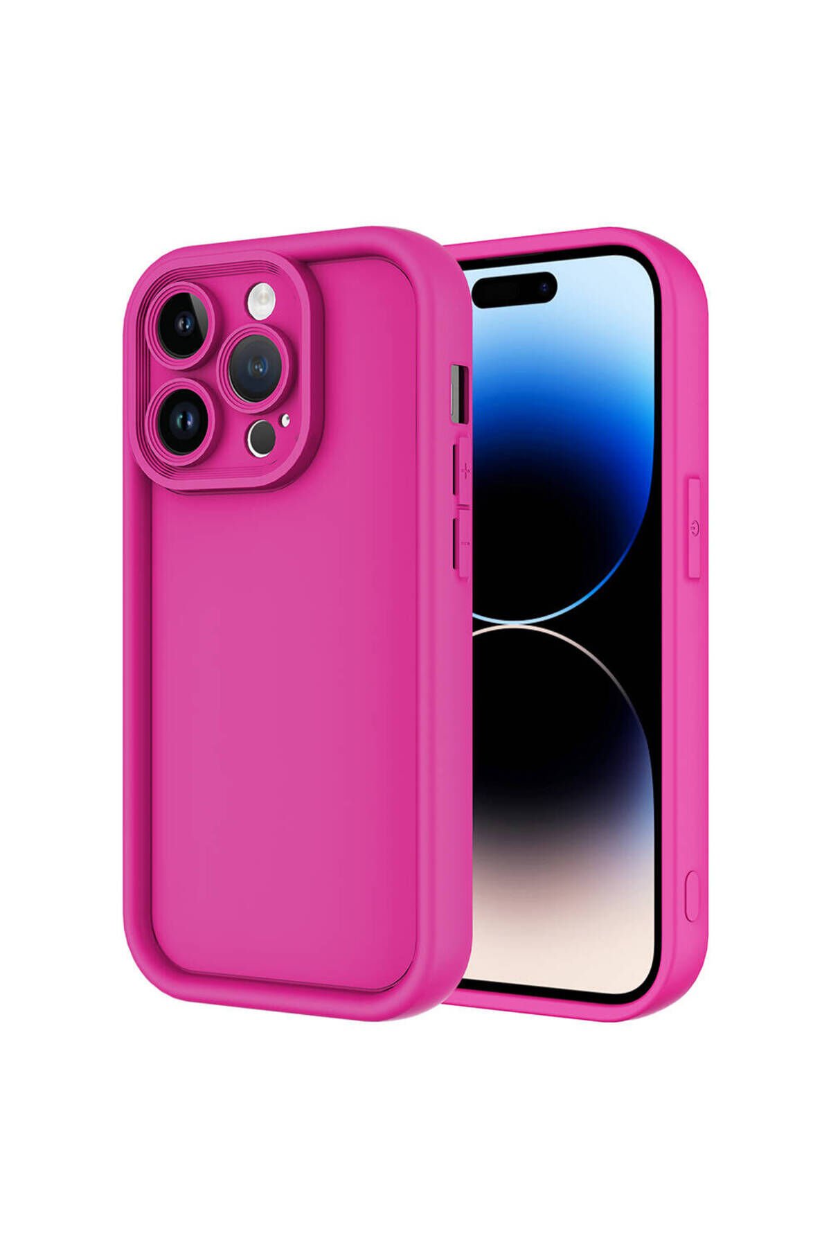 iPhone 14 Pro Kılıf Kamera Korumalı BSAY Ananas Kapak - Mürdüm Pembe Koyu