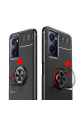 A96 4G Kılıf BSAY Ravel Silikon Kapak - Siyah-Kırmızı Siyah-Kırmızı