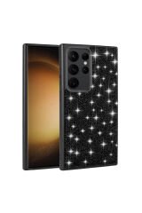 Galaxy S24 Ultra Uyumlu Parlak Taşlı Tasarım Pırlanta BSAY Kılıf-Lila Beyaz