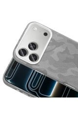iPhone 17 Pro Max Kılıf M-Safe Şarj Özellikli Kamuflaj Tasarımlı Zore Sera Sert PC Kapak - Lacivert Gümüş