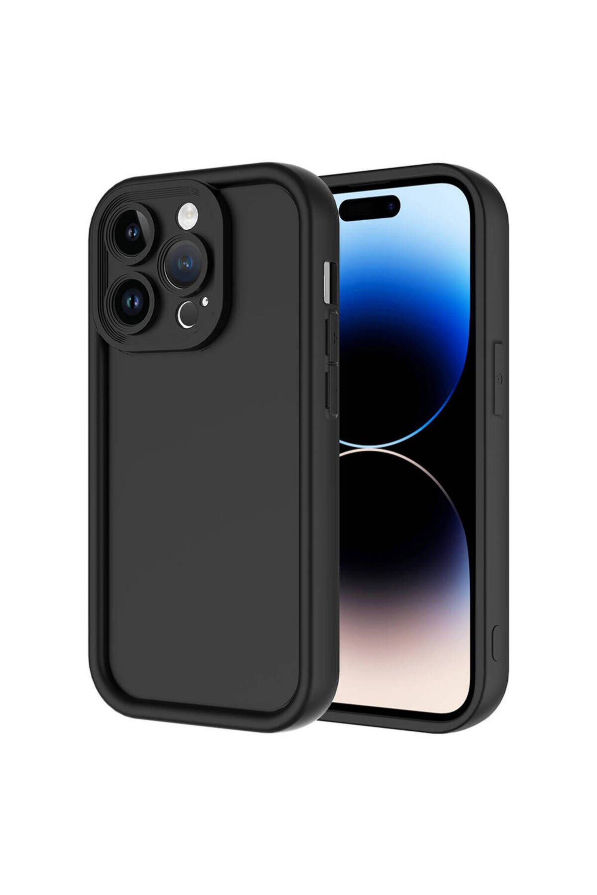 iPhone 14 Pro Max Kılıf Kamera Korumalı BSAY Ananas Kapak - Pembe Koyu Siyah