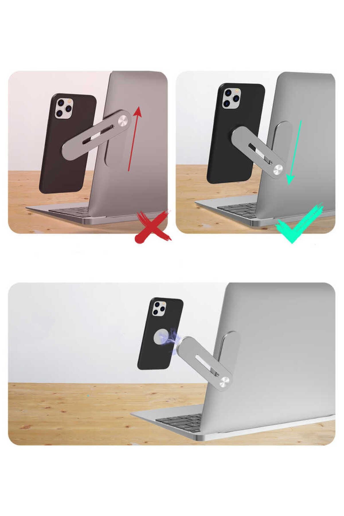 GZST SJ05 Laptop - Monitör Telefon Tutucu-Gümüş Gümüş