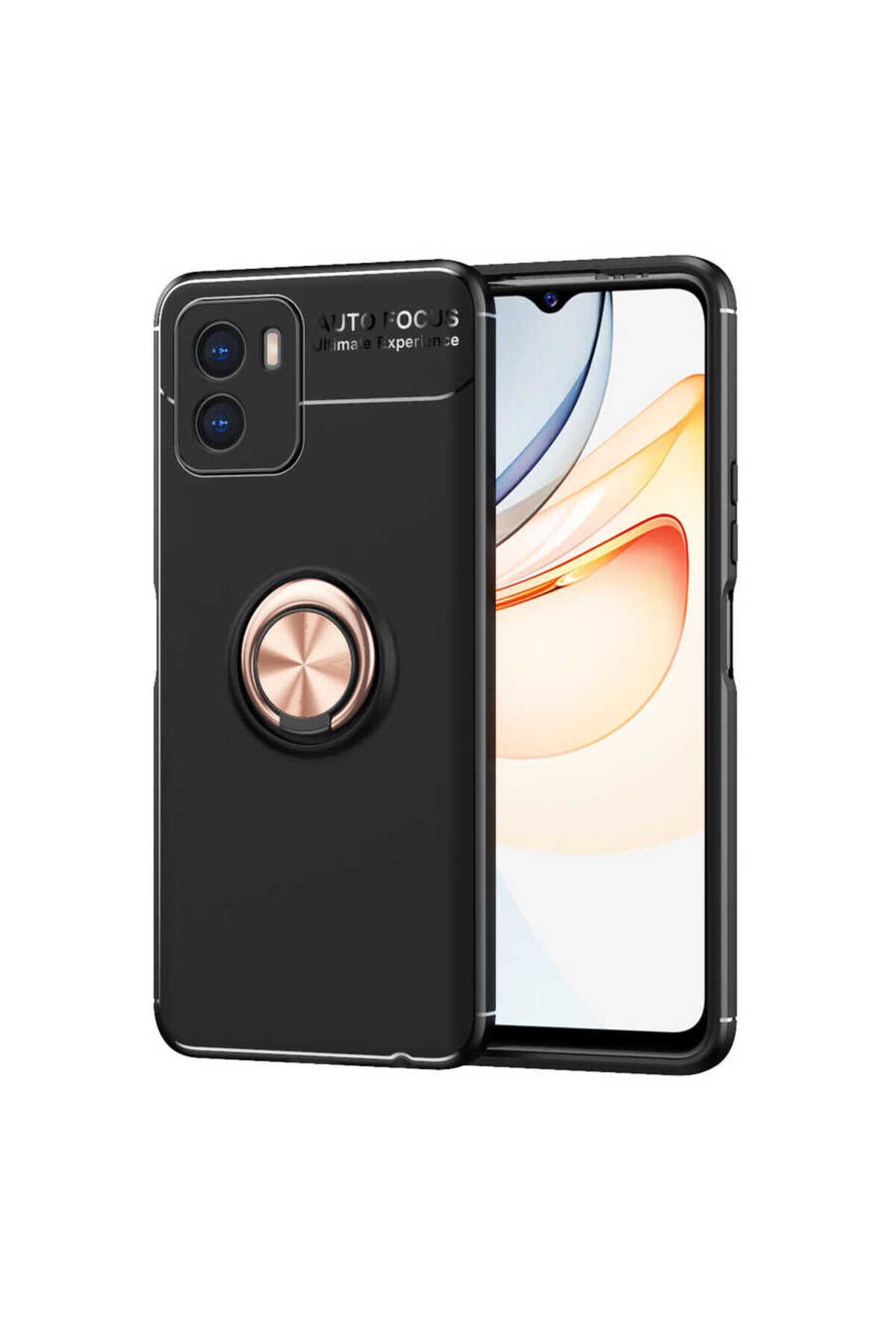 Vivo Y15S Kılıf BSAY Ravel Silikon Kapak - Siyah-Rose Gold Siyah-Rose Gold