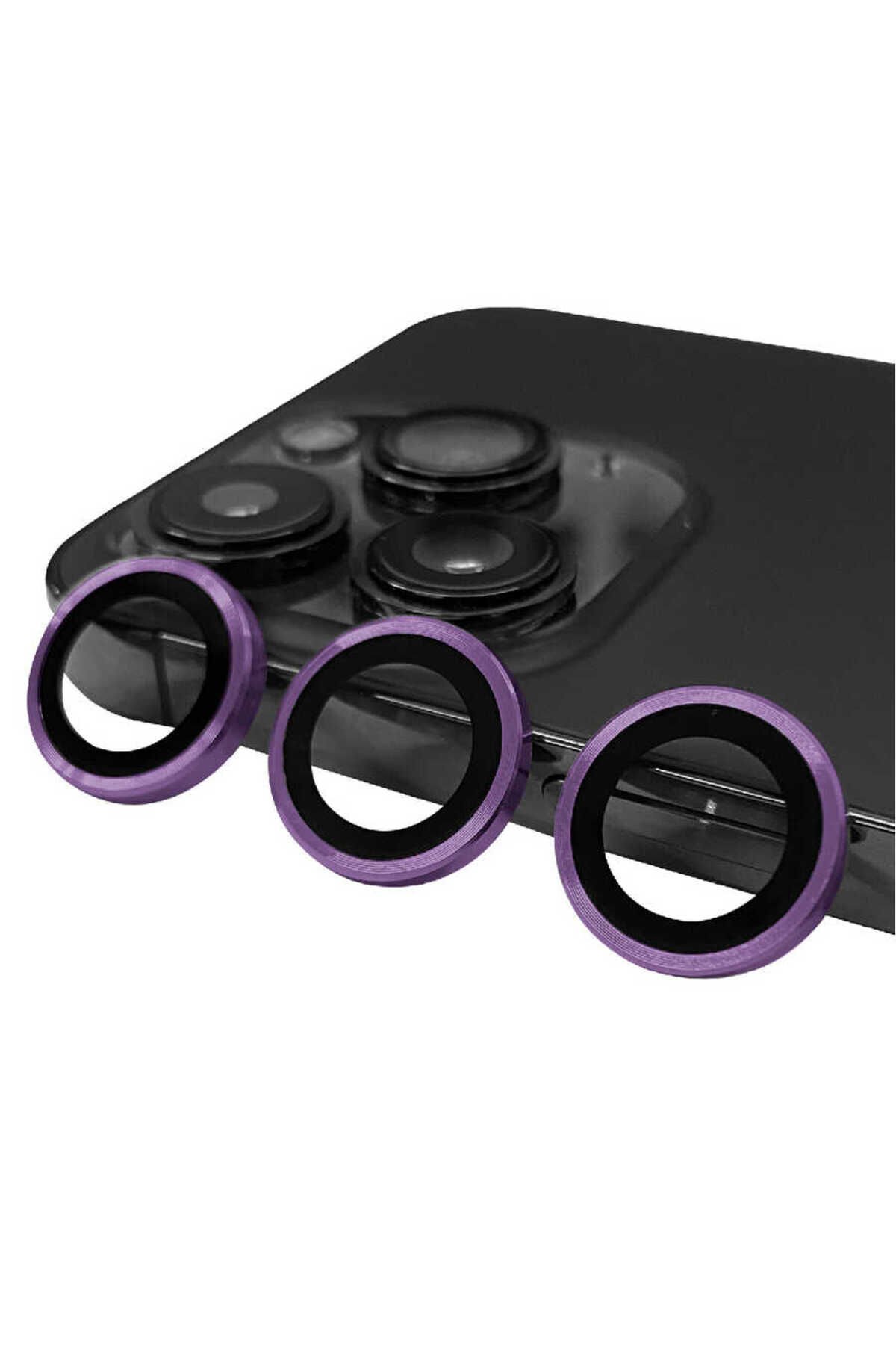 iPhone 14 Pro Uyumlu BSAY CL-07 Kamera Koruyucu-Açık Yeşil Derin Mor