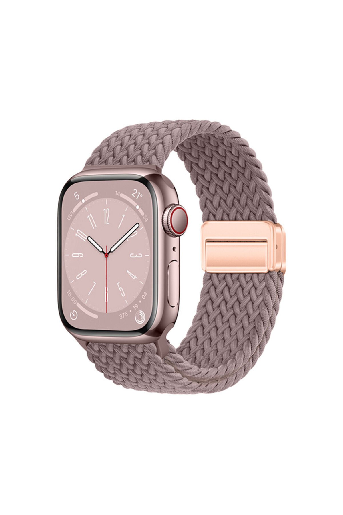 Watch 42mm BSAY KRD-134 Örgü Tasarımlı Hasır Kordon Strap Kayış - Pembe Siyah