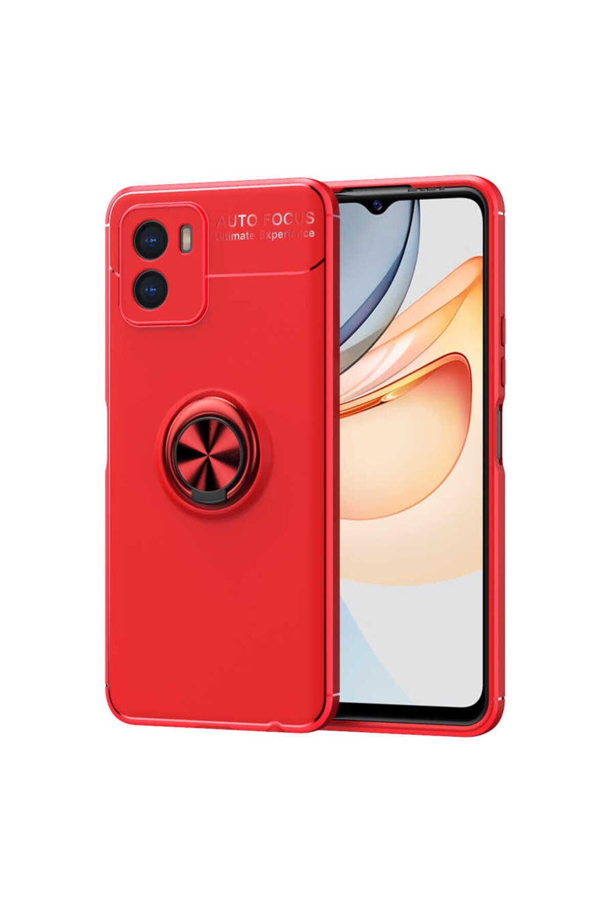 Vivo Y15S Kılıf BSAY Ravel Silikon Kapak - Siyah-Rose Gold Kırmızı