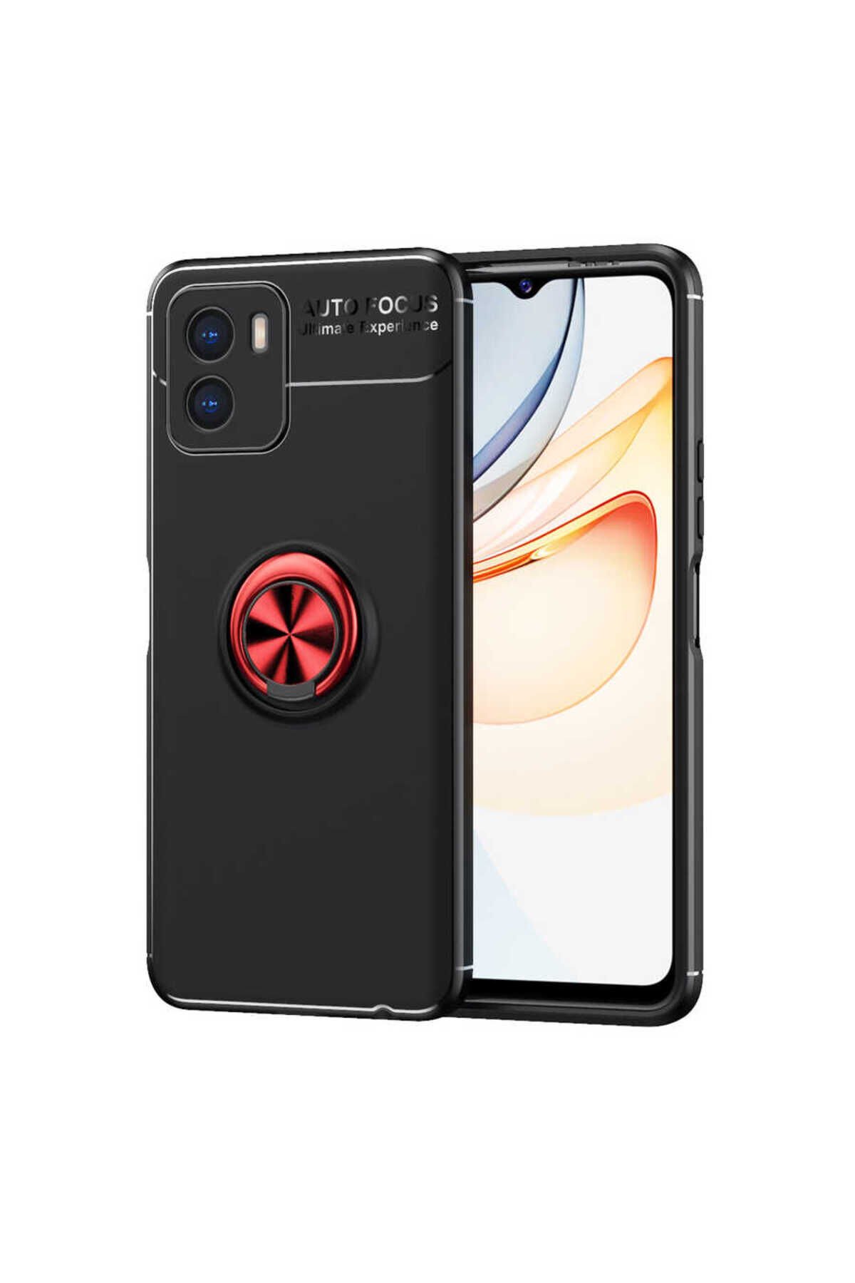 Vivo Y15S Kılıf BSAY Ravel Silikon Kapak - Siyah-Rose Gold Siyah-Kırmızı