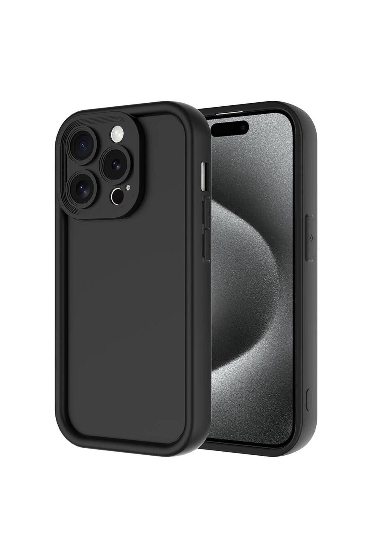 iPhone 15 Pro Kılıf Kamera Korumalı BSAY Ananas Kapak - Mürdüm Siyah