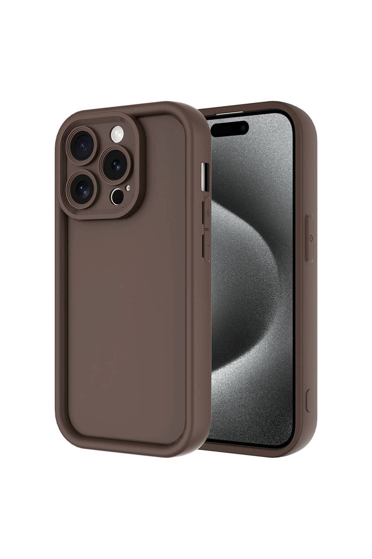 iPhone 15 Pro Kılıf Kamera Korumalı BSAY Ananas Kapak - Mürdüm Siyah
