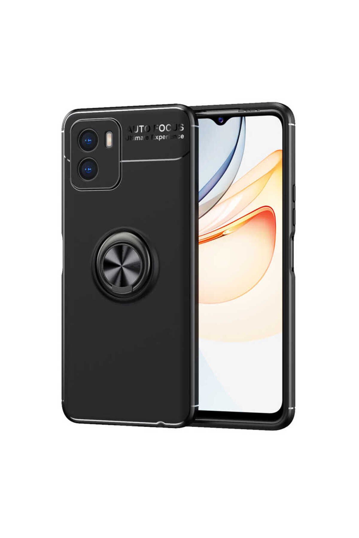 Vivo Y15S Kılıf BSAY Ravel Silikon Kapak - Siyah-Rose Gold Siyah