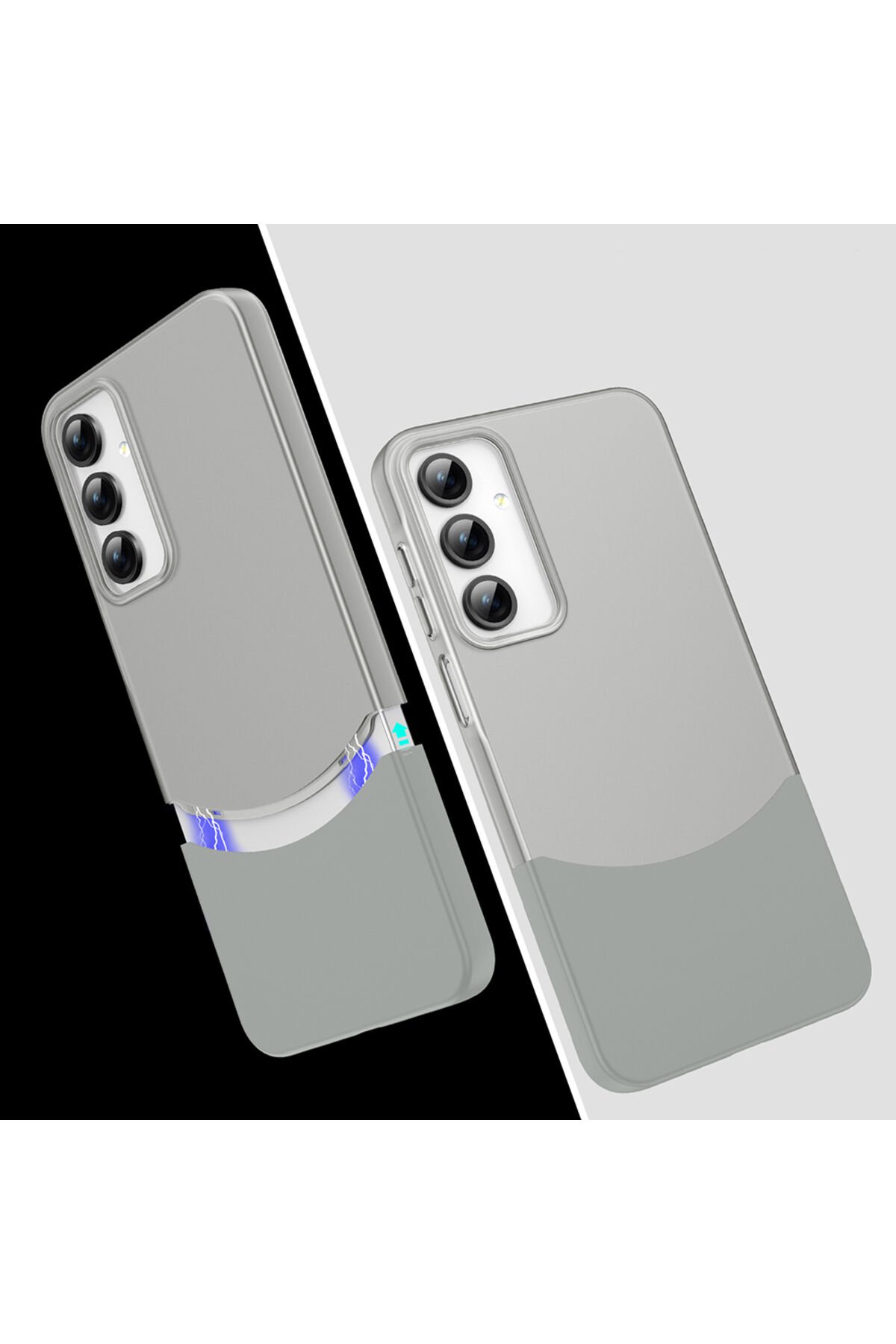 Galaxy A16 Kılıf Mıknatıslı BSAY Duble Kapak - Gri