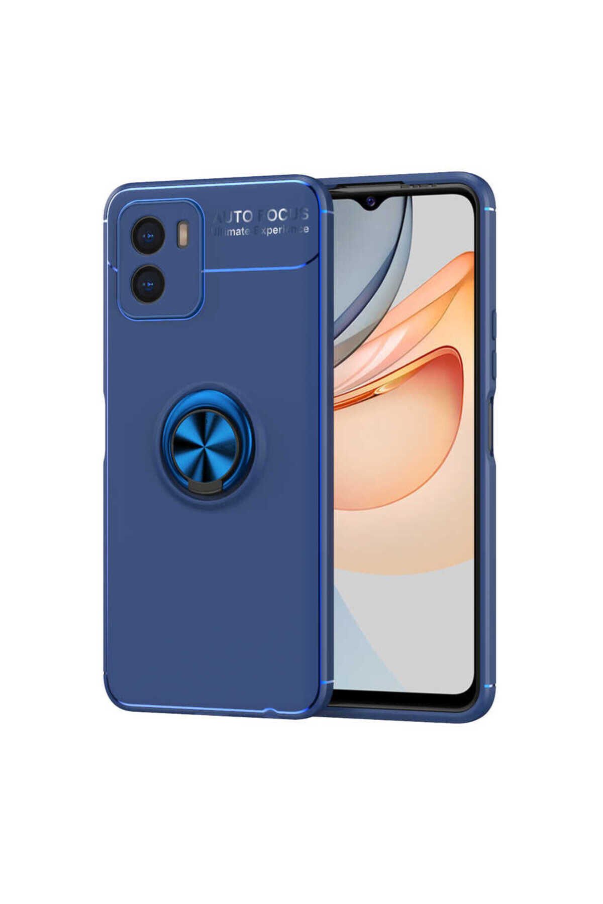 Vivo Y15S Kılıf BSAY Ravel Silikon Kapak - Siyah-Rose Gold Mavi