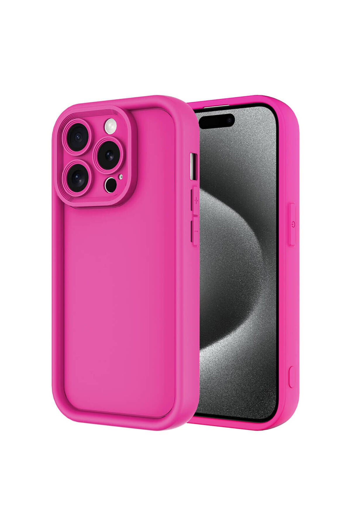 iPhone 15 Pro Max Kılıf Kamera Korumalı BSAY Ananas Kapak - Mürdüm Pembe Koyu