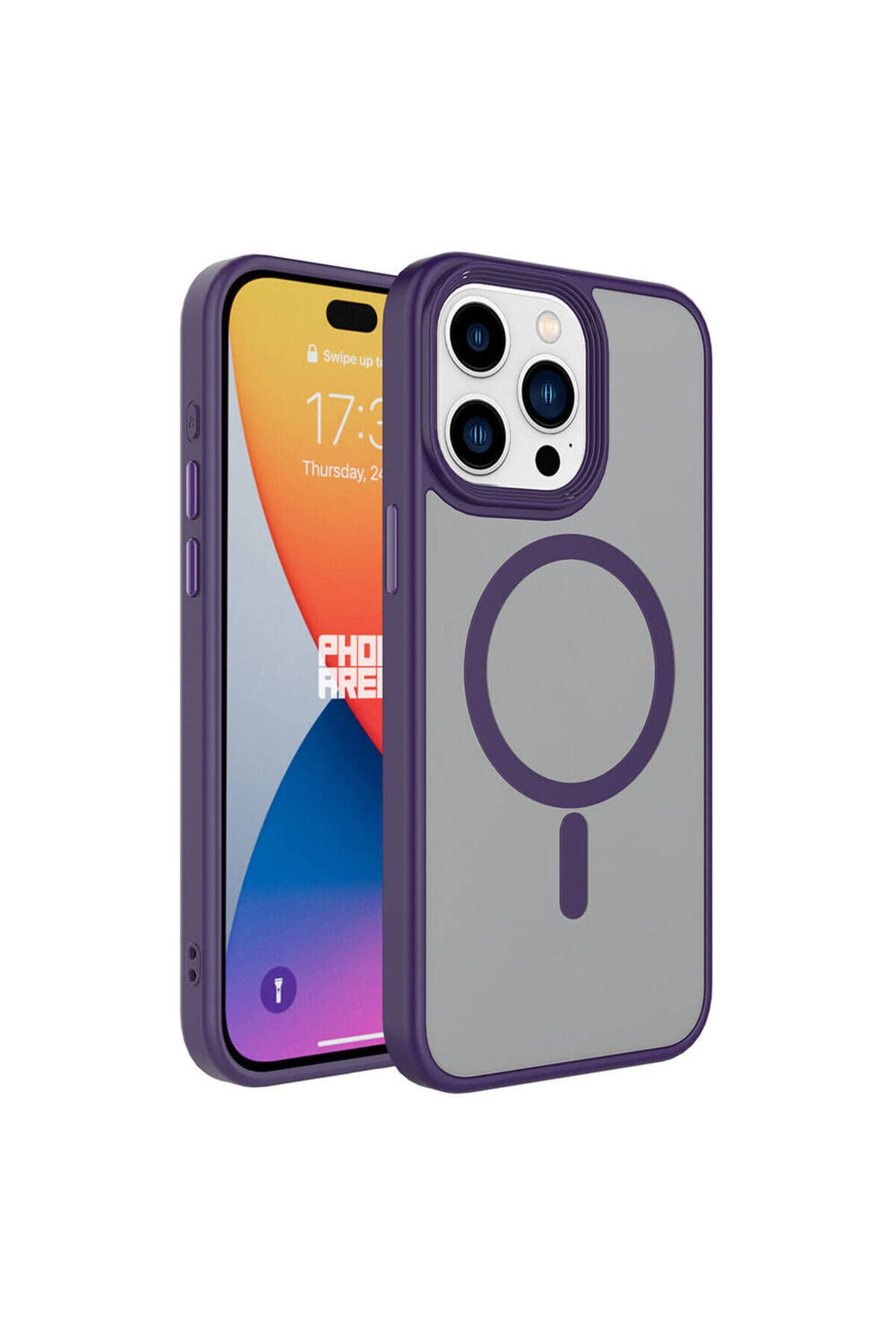 iPhone 15 Pro Kılıf Mat Arka Yüzey Wireless Şarj Özellikli BSAY Flet Magsafe Kapak - Titanyum Titanyum