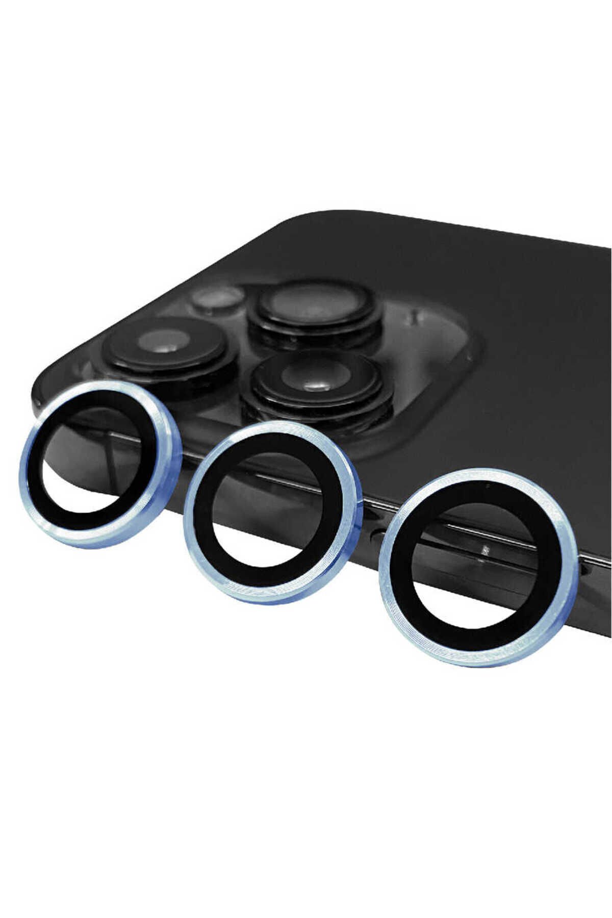 iPhone 14 Pro Max Uyumlu BSAY CL-07 Kamera Koruyucu-Gümüş Mavi