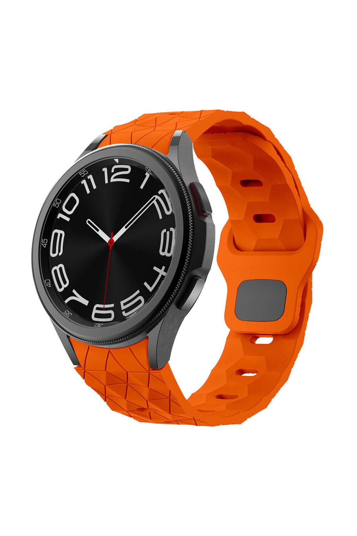 Galaxy Watch 6 44mm BSAY KRD-116 20mm Futbol Desenli Spor Tasarımlı Silikon Kordon-Sarı Turuncu