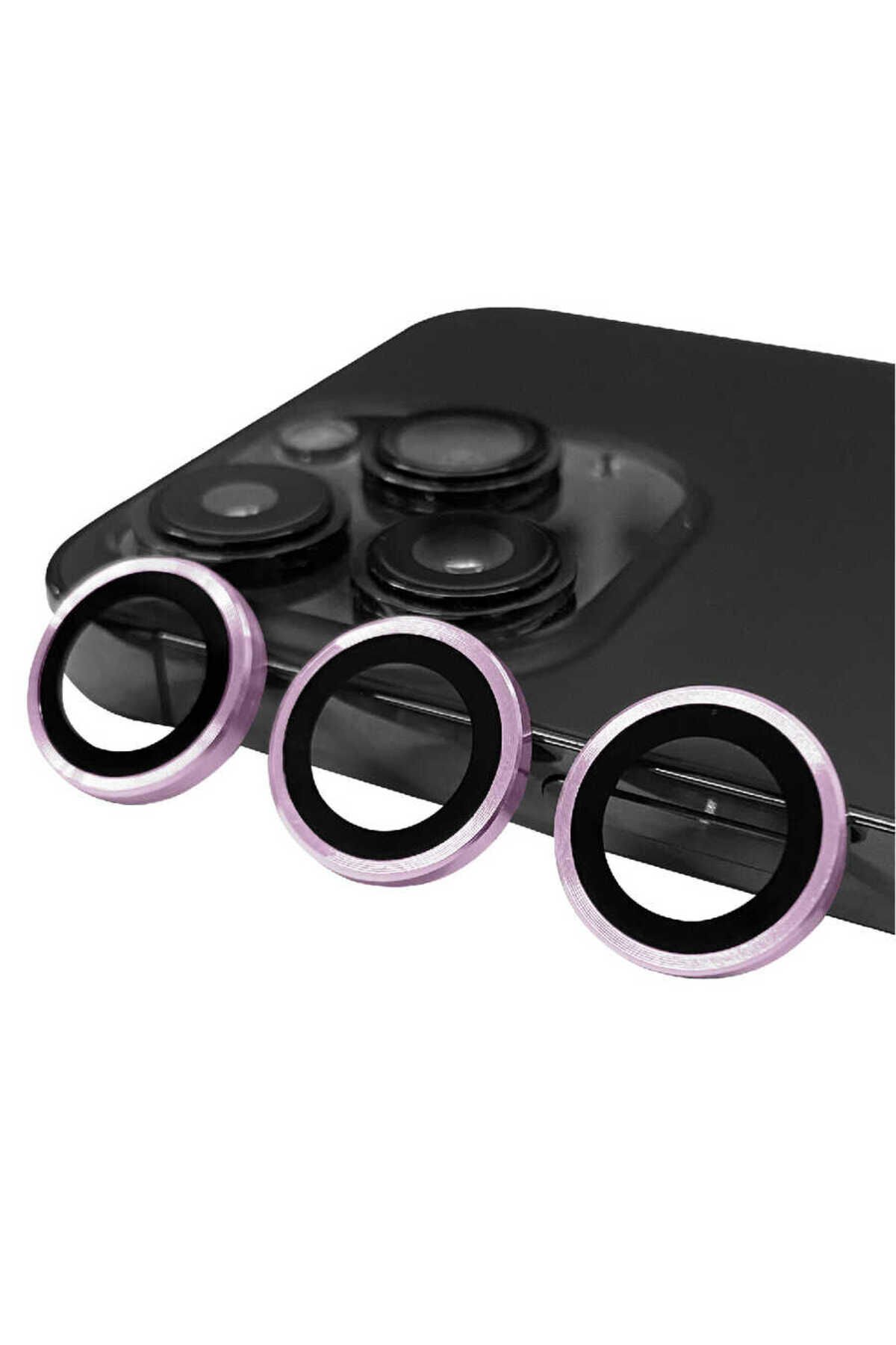 iPhone 14 Pro Max Uyumlu BSAY CL-07 Kamera Koruyucu-Gümüş Mor