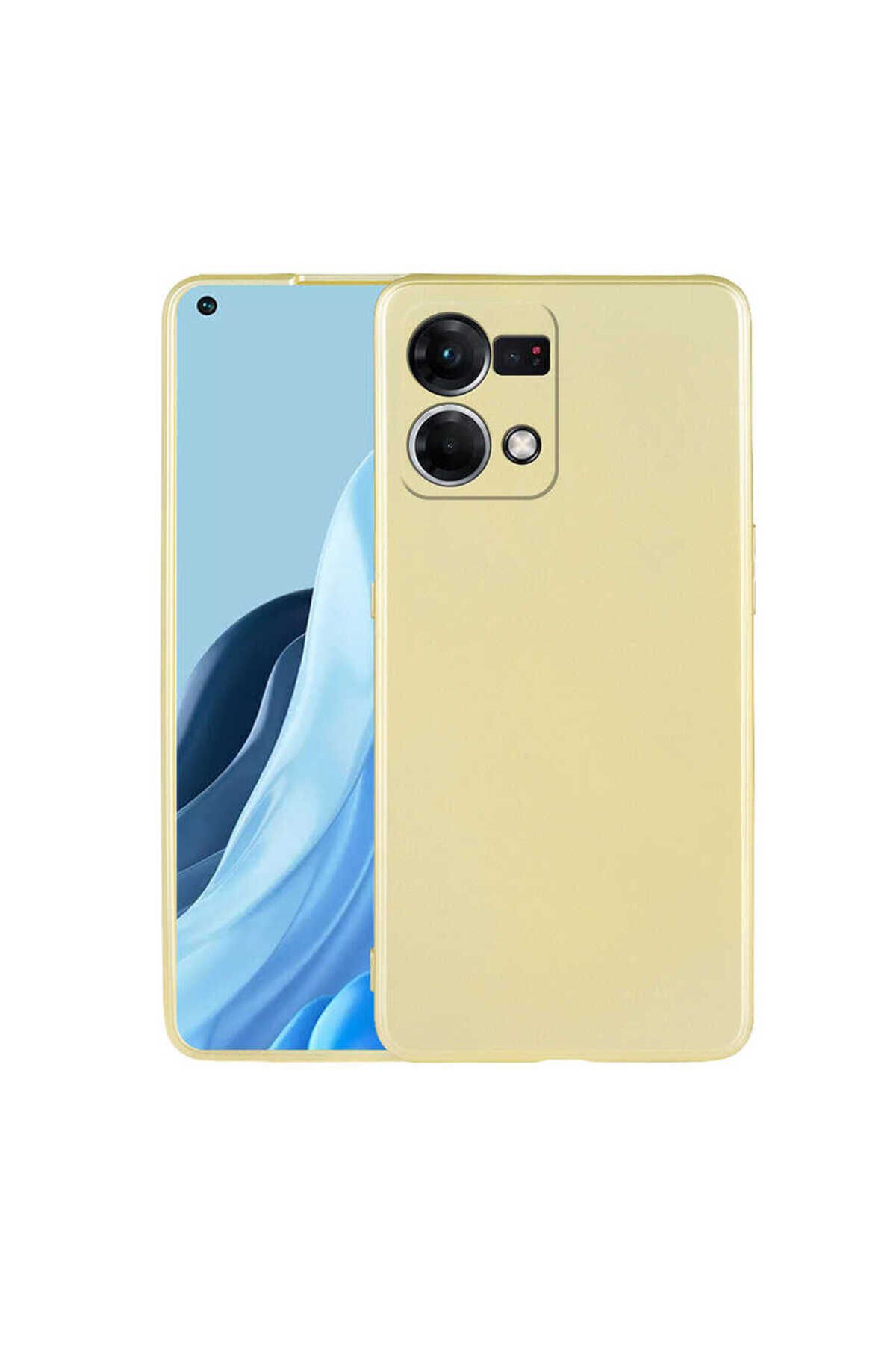 Reno 7 4G Kılıf BSAY Premier Silikon Kapak - Gold Gold