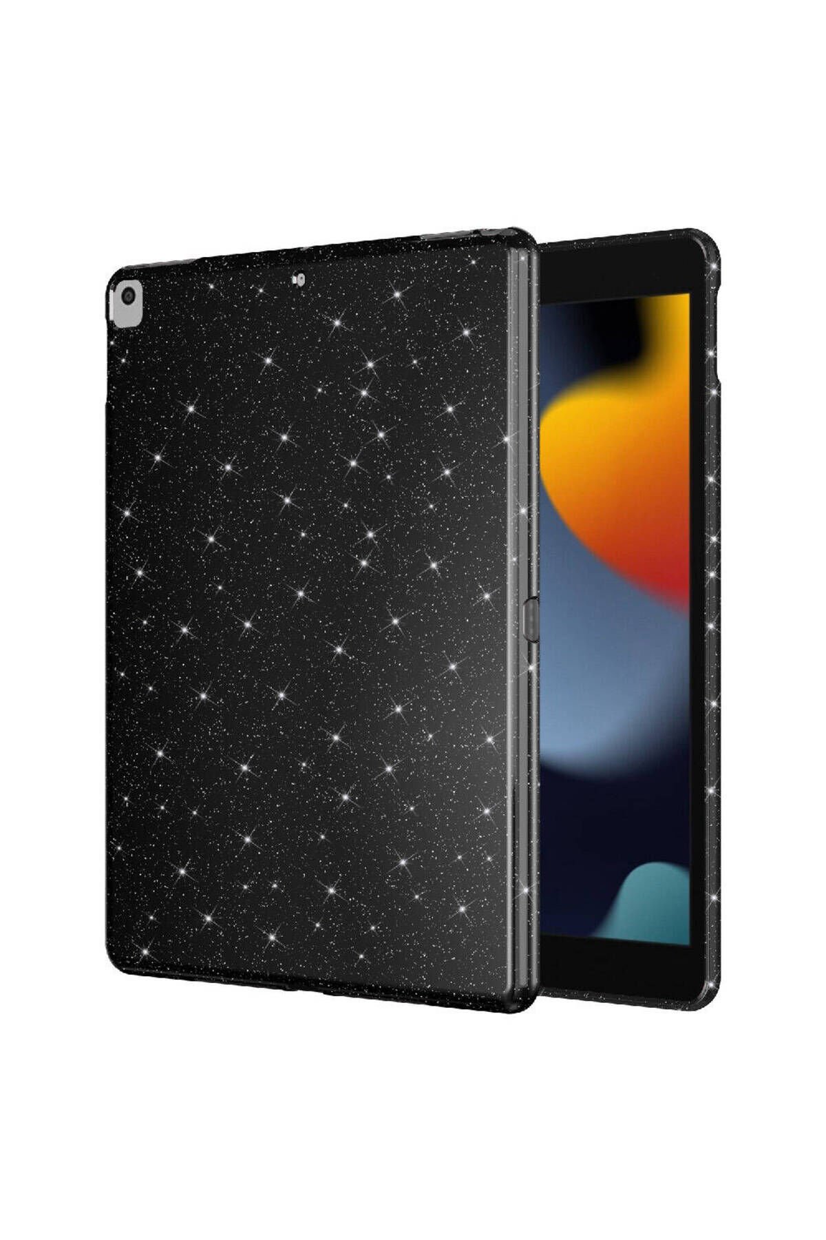 iPad 10.2 (8 Nesil) Simli Parlak Görünümlü Uyumlu GZST Tablet Koton Kılıf-Gümüş Gümüş