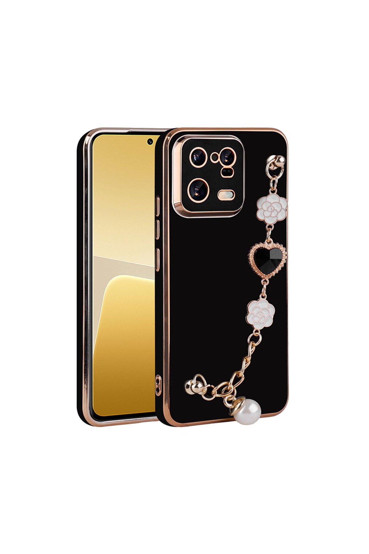 Mi 13 Pro Kılıf El Tutamaçlı Kamera Korumalı BSAY Taka Silikon Kapak - Siyah Siyah