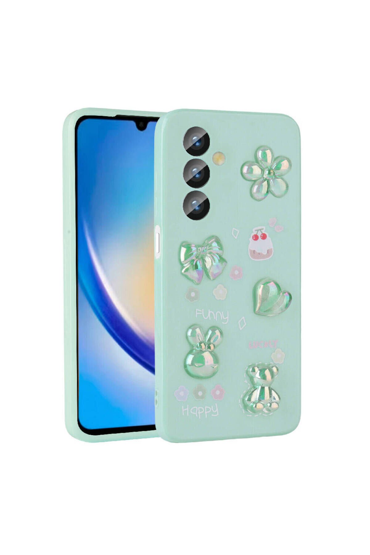 Galaxy A23 4G Kılıf Kabartma Figürlü Parlak BSAY Toys Silikon Kapak - Açık Yeşil